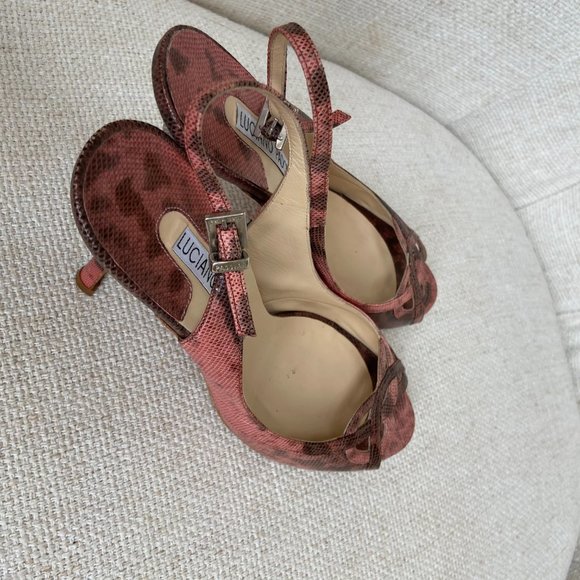Snakeskin Heels Vintage Leather Pink Stilettos Italian Size 6 36 Luciano Padovan - Picture 5 of 12
